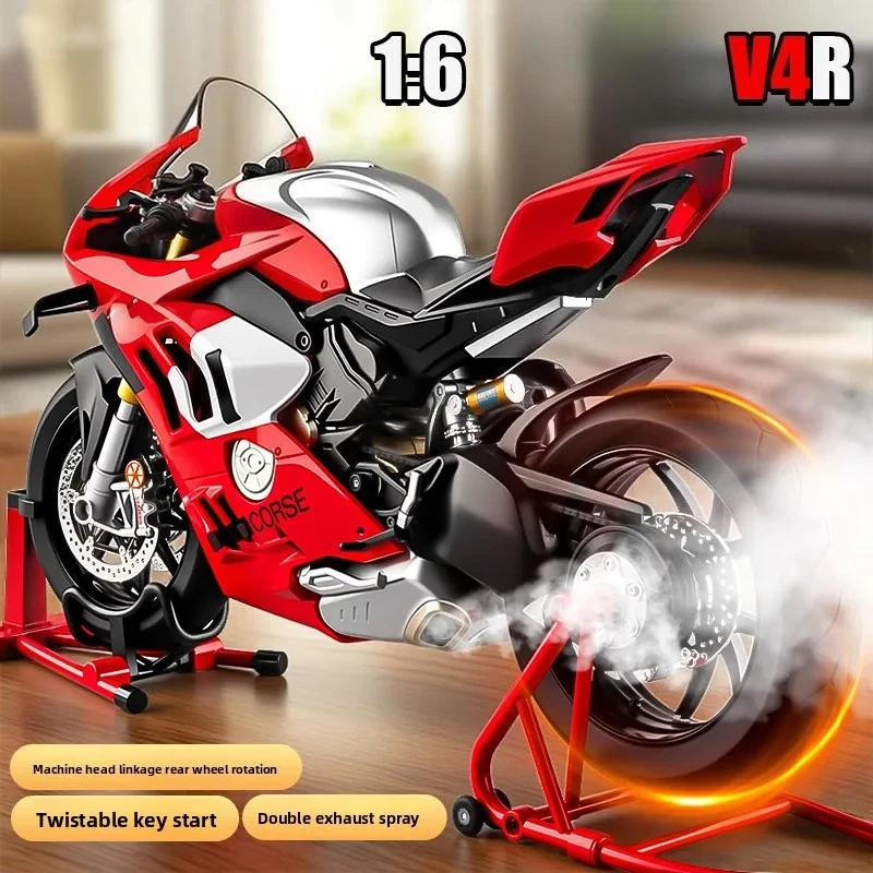 โมเดลรถมอเตอร์ไซค์ Ducati V4S สเปรย์อัลลอยด์ 1:6 ของสะสม รถมอเตอร์ไซค์ไดแคสต์ ของขวัญสำหรับแฟน รถจิ๋ว ของตกแต่งบ้าน