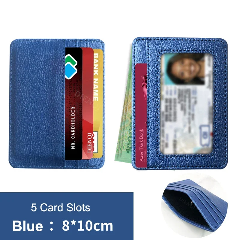 Porta carte di credito in pelle PU Mini portafoglio 5 slot per carte Portafoglio con finestra identificativa Porta carte di credito da uomo Donna Tarjetero