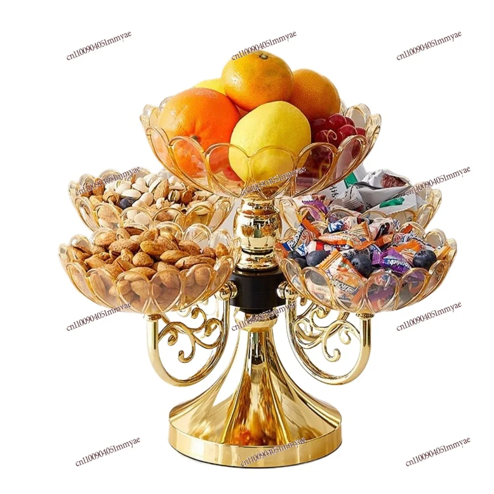 

Rotating Fruit Tray European Style Light Luxury Snack Dessert Plate Living Room