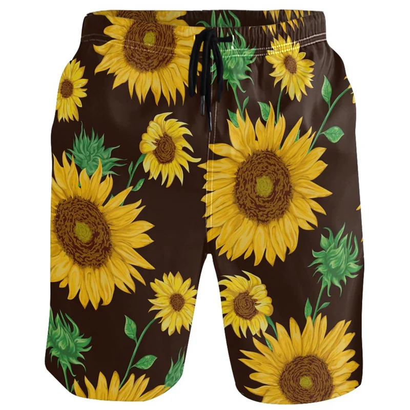 Popular Sunflower Pineapple Graphic Shorts Pants 3D Print Hip Hop y2k Board Shorts Summer Hawaii Swimsuit Cool Surf Swim Trunks