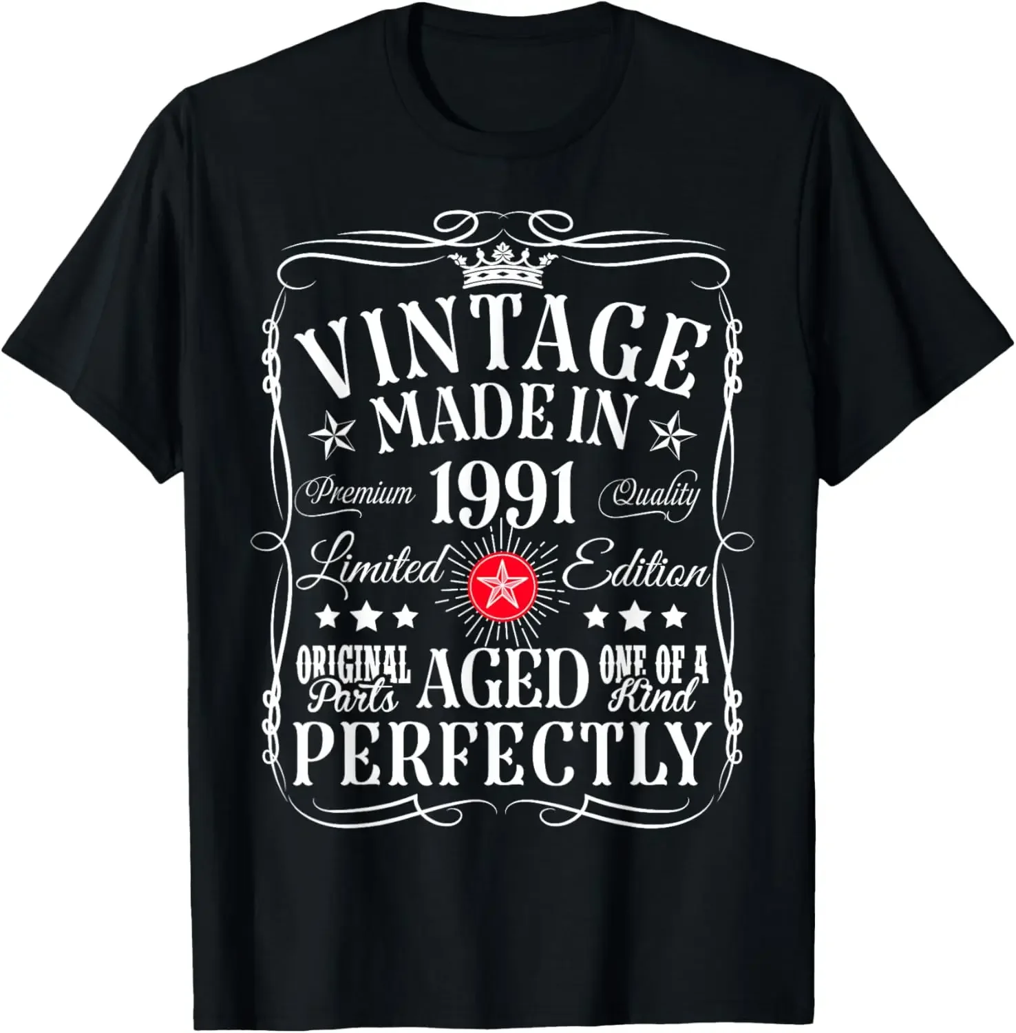 Vintage 35th Birthday Decorations Vintage 1991 35 Years Old Women T-Shirt Vintage T Shirt Customizable Individuality Ropa Hombre