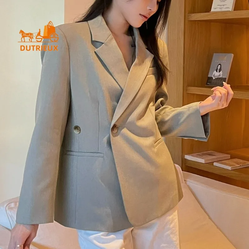 

New Autumn Women's Wool Double-sided Jacket Suit Jacket, 50% Wool 42% Acetate 8% Polyester Fashion Trendy Elegant Coat for Women