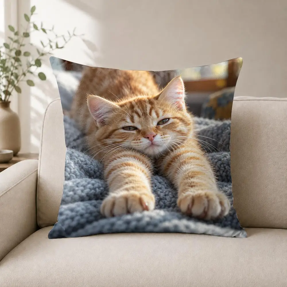 Cozy Whisker Moments Cushion Cover Luxury Soft Plush Short Fur Cushion Case Warm Cozy Sofa Bed Decorative Home