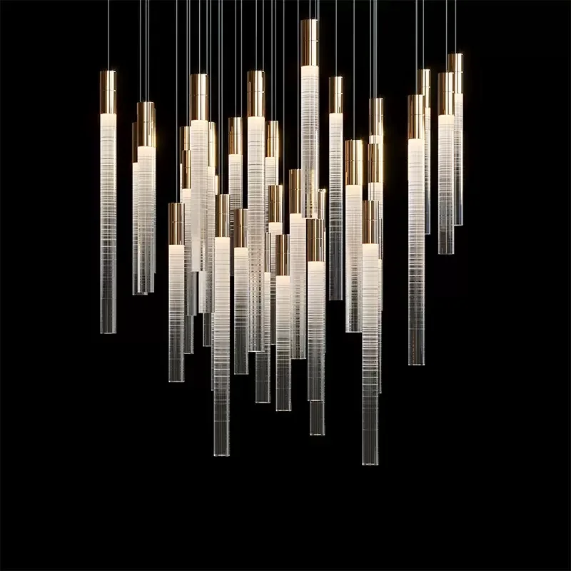 

Modern Luxury Acrylic Chandelier for Hotel Lobby Staircase New Residential Decoration Pendant Lights