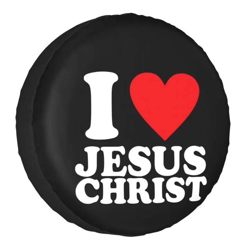 I Love Jesus Christ Spare Tire Cover Case for Jeep Hummer Christmas Catholic Car Wheel Protectors Accessories 14