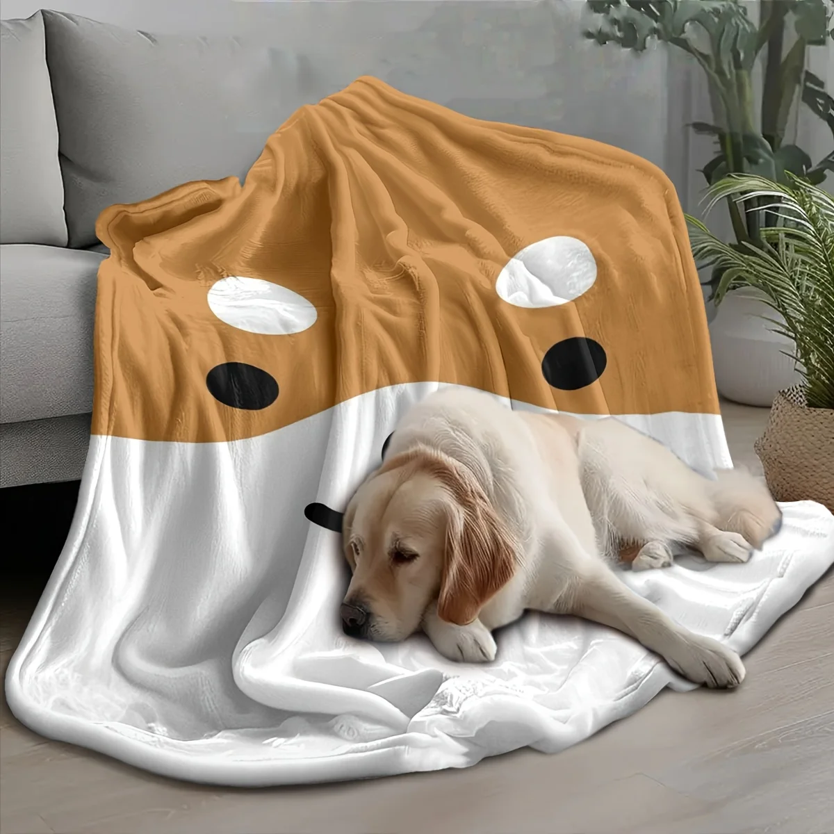 بطانية شيبا إينو الفانيلا - طباعة مبطنة فائقة النعومة |   مريح لجميع المواسم، ديكور الأريكة/غرفة النوم، هدية على شكل حيوان