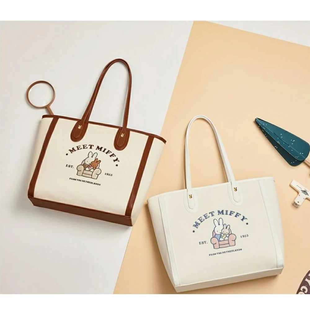 Torba na ramię Miffy, urocza dziewczęca torba o dużej pojemności, modna i uniwersalna torba pod pachę, torba z wykwintnym haftem.