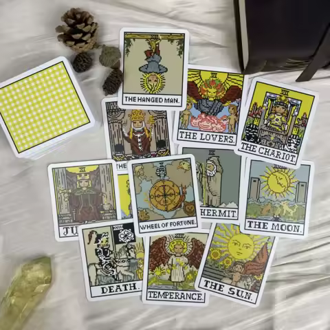 Luxurious Professional Original Genuine Pixelated Rider Waite Tarot Cards Deck 78 Beginner Premium High Quality Durable Gifts