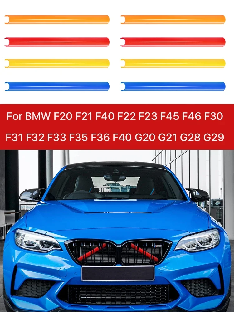 

New! 2 Pcs M Design Car Front Grille Trim Strips Cover Frame Stickers For BMW 1 2 4 Series F20 F21 F22 F23 F32 F33 F36 X3 X4 G01