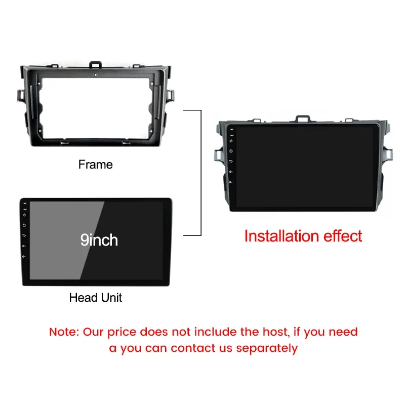For Toyota Corolla 2006-2013 Car Radio Center Console Matching Panel Kit Frame Harness 9 Inch Fascia Trim Adapter Panel Cable