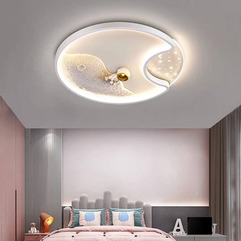 Imagem -04 - Modern Astronaut Led Teto Lights Spaceman Chandelier Lua Lâmpada do Teto para o Quarto das Crianças Boys Bedroom Study Kids Baby Cartoon