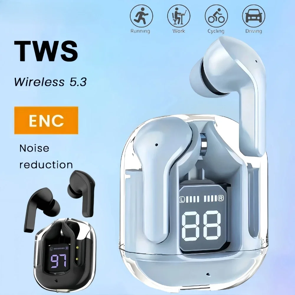 หูฟังไร้สาย TWS Bluetooth 5.3 หูฟังกีฬาชุดหูฟังสําหรับเล่นเกมหูฟังลดเสียงรบกวน Bass Touch Control สําหรับ allphone