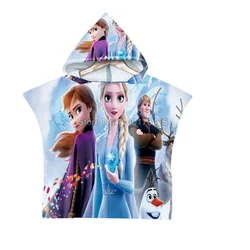 Cute Frozen Elsa Anna Baby Hooded Beach Bath Towel Princess Beach Pool Swimming Shower Absortbent Poncho Towel Bathrobe