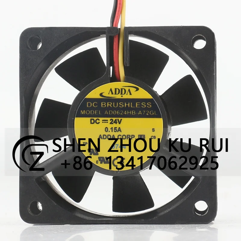 Chassis fan Original ADDA AD0624HB-A72GL DC24V 0.15A three-wire 6CM device axial flow heat fan 60*60*25MM