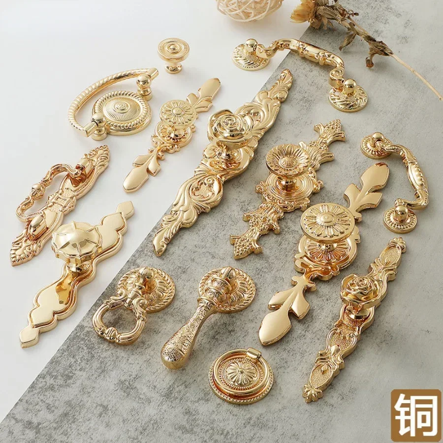 

Nordic Shiny Gold Brass Handles for Furniture Light Luxury Kitchen Cabinet Handles Shoe Cabinets Dresser Drawer Knobs