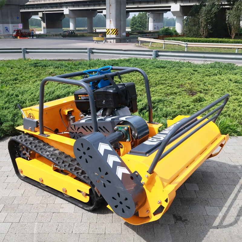 Customized Remote Control Flail Lawn Mower - CE EPA Approved All Terrain Rubber Track Grass Cutting Robot