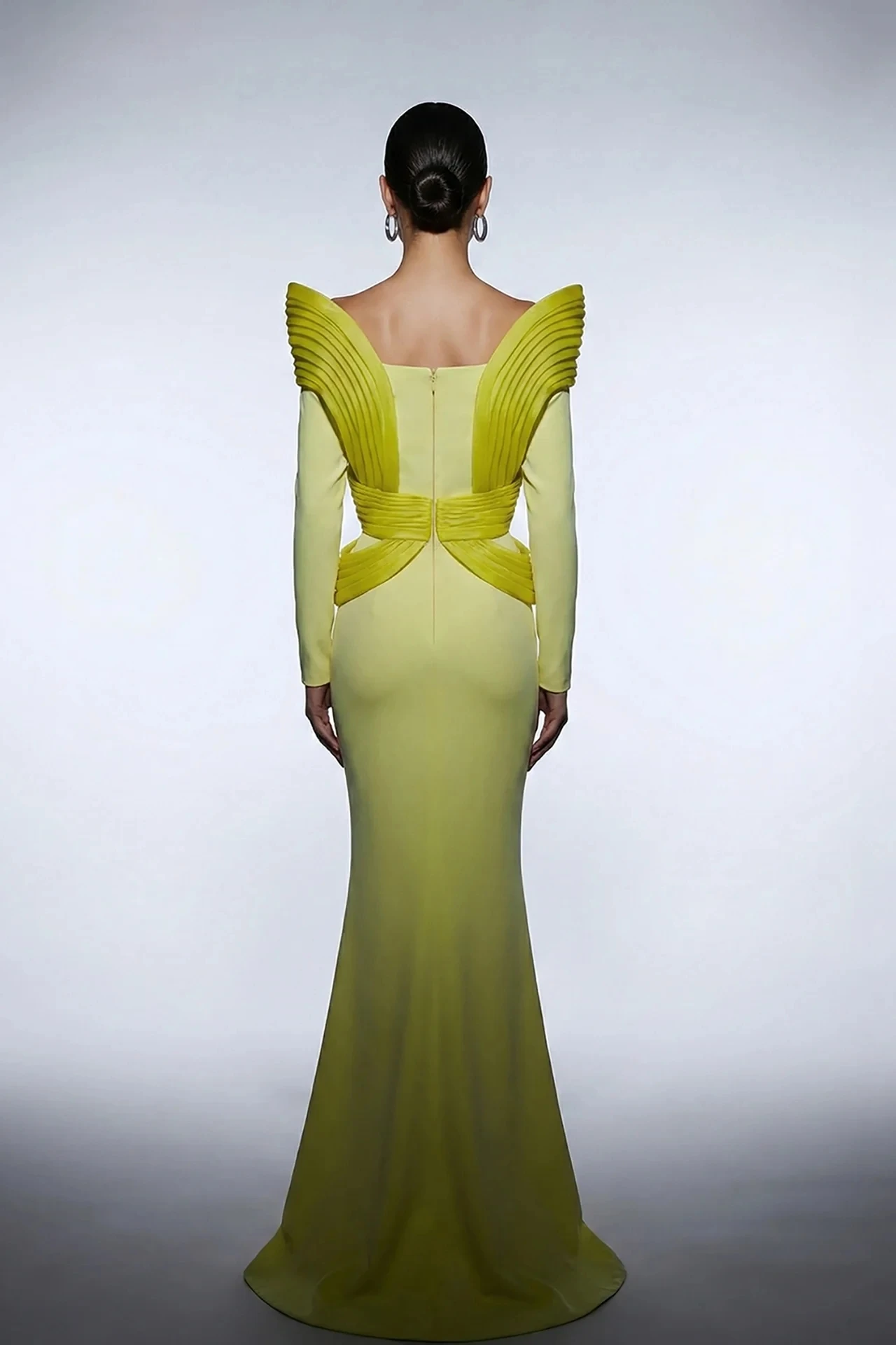 

Elegant Mermaid Floor Length Evening Dresses Customized Women Off The Shoulder Full Sleeve Prom Gown Back Zipper Celebrity Dress