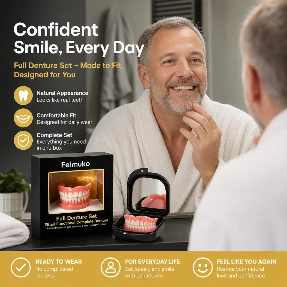New Denture Silicone Kit Soft Teeth Upper And Lower Set Fake Teeth Decorative Easy To Use Comfortable Realistic Denture Set