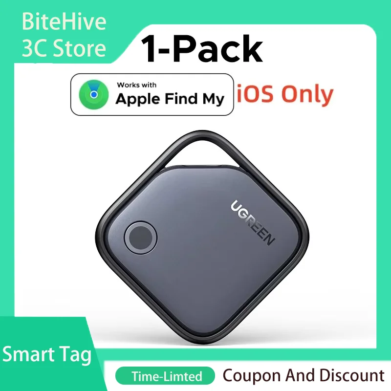 UGREEN CM816-45297 Smart Tag Bluetooth Tracker Keys Finder Item Locator SmartTag 225mAh PC ABS Up to 2 Year Battery only IOS