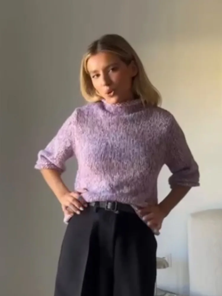 

HH Autumn Women Elegant Streetwear Tops Round Collar Sweater Tops Long Sleeves Pullover Women Loose Knitted Resilience Pullover