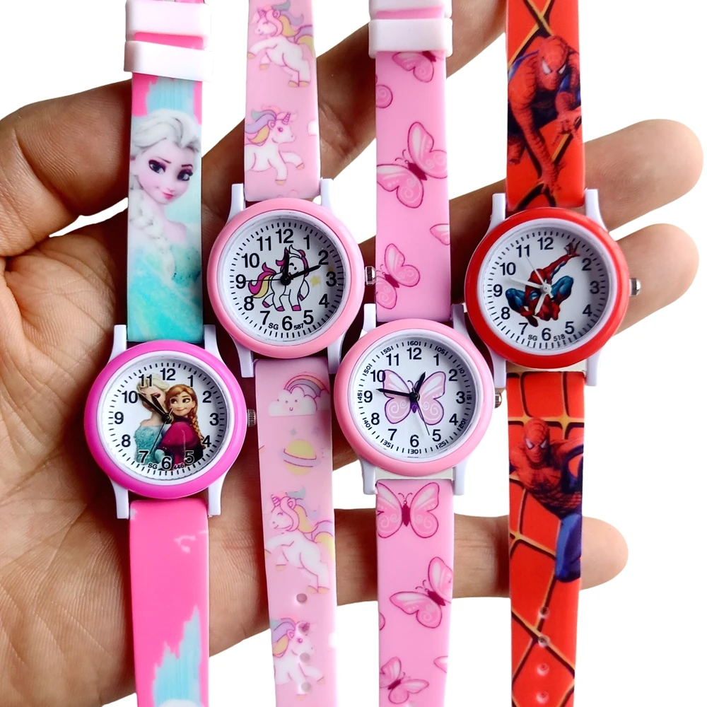 MINISO Cartoon Superhero Princess Unicorn Butterfly  Silicone Kids Children Boys Girls Quartz Birthday Party Gift Watches