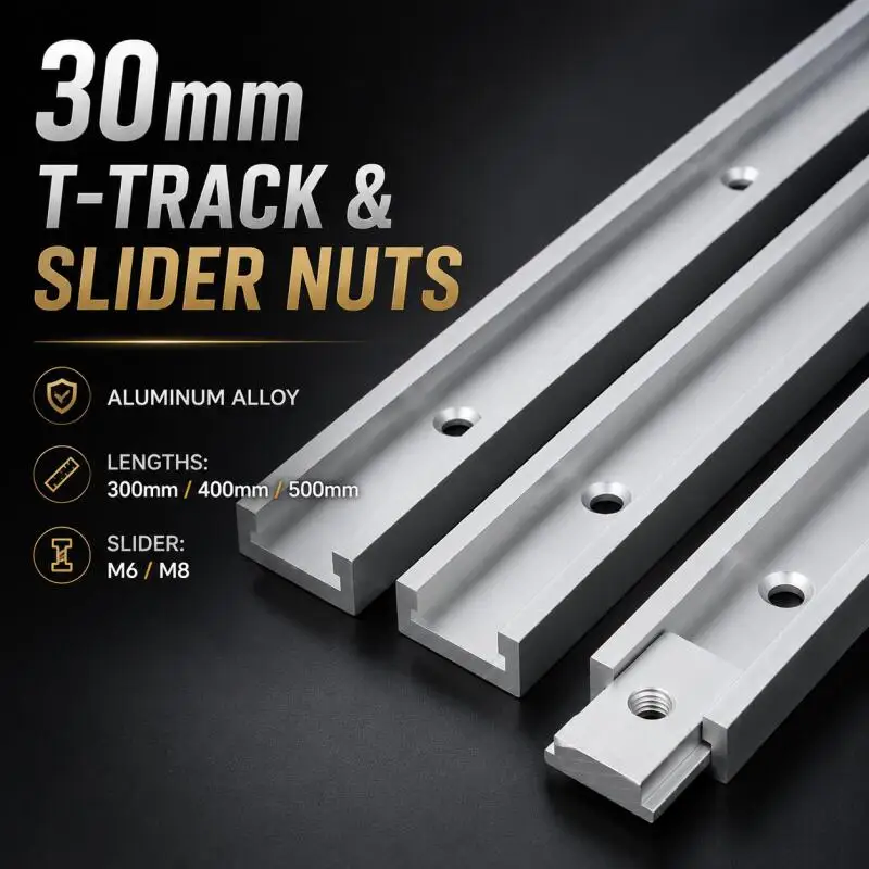 30/40/50cm Aluminum T-Track Miter Slot Jig Fixture Woodworking Slide Rail Guide T-Slider Limit Stop