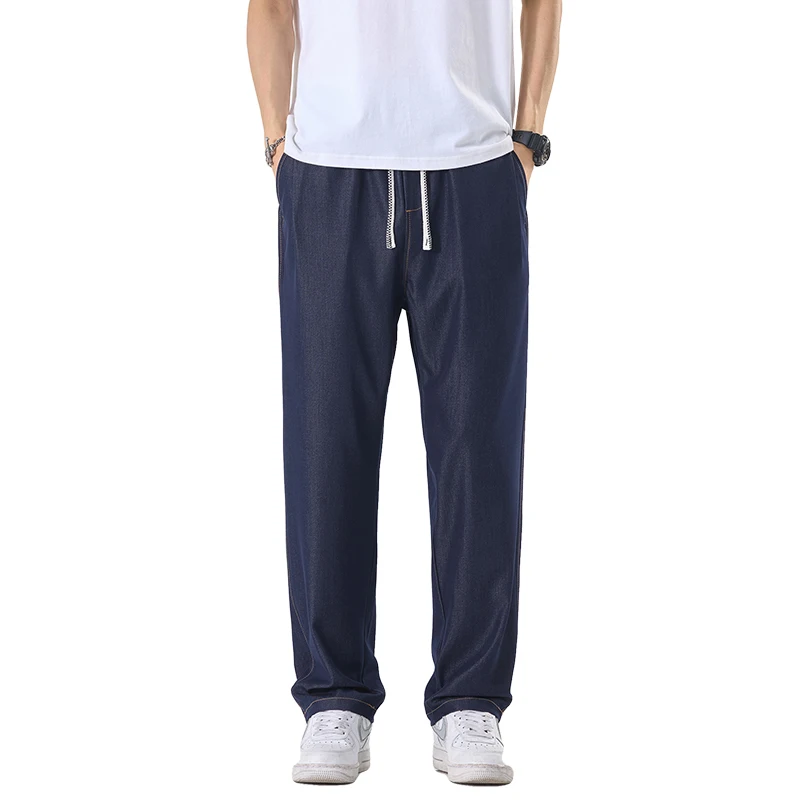 

Men's Thin Denim Jeans Spring Summer Breathable Cotton Blend Drawstring Casual Pants Fashion Streetwear Commuter Urban Trousers