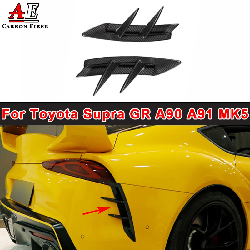 

For Toyota Supra GR A90 A91 MK5 Carbon Fiber Rear Bumper Side Fins Winglet Air Vent Canard Splitter Cover Flaps Apron Body Kit