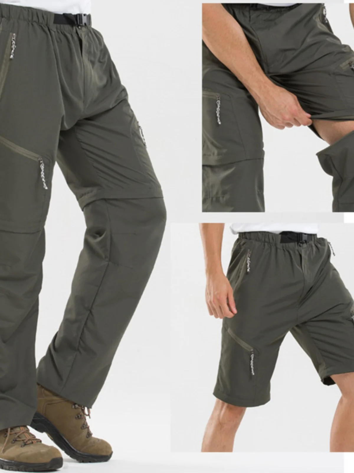 Men's Detachable Quick Dry Hiking Pants Straight Leg mid Waist Casual Trousers Youthful Energy Style Basic Color Options