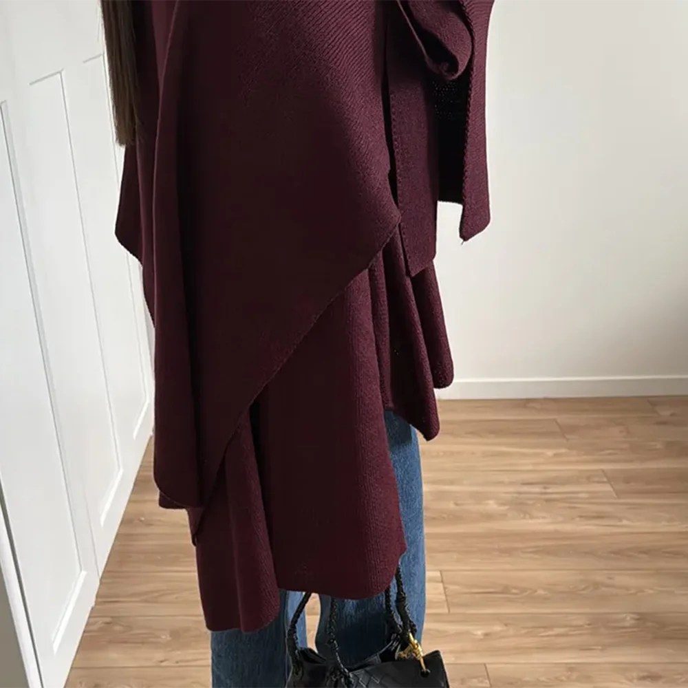 TWOTWINSTYLE Solidne, luźne, eleganckie kurtki dla kobiet O Neck, z długim rękawem, łączone guziki, designerskie, temperamentne płaszcze, ubrania damskie