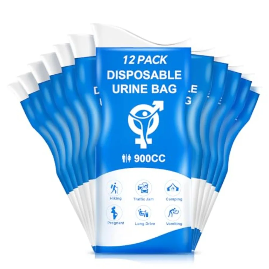 

Urine Bag, 12PCS Disposable Pee Bags for Travel for Women Men, 900ML Emergency Urinal Bag and Vomit Bag, 2026 Spring Unisex Uri