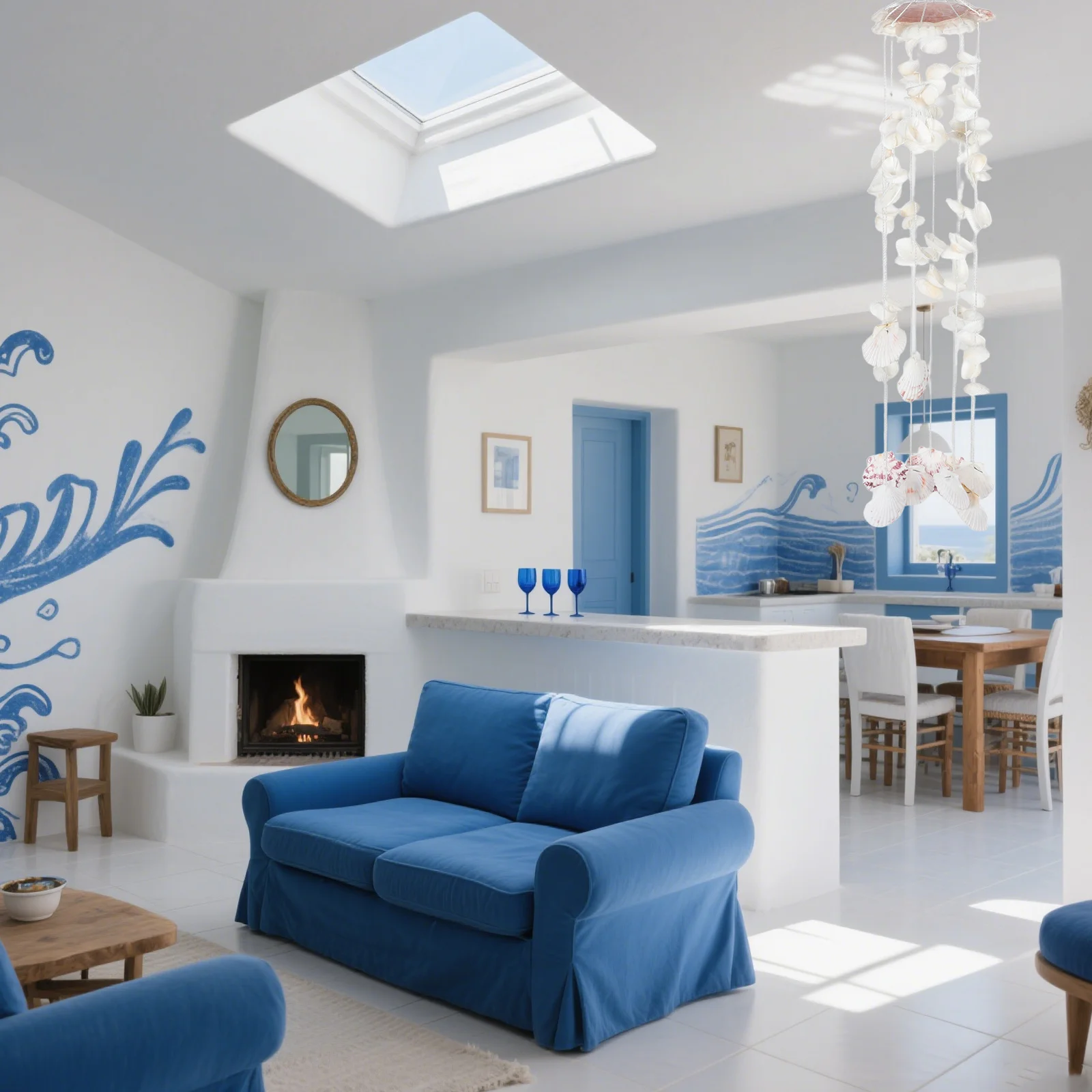 

Coastal Wind Chime with Natural Shells Nautical Hanging Ornament for Yard Patio Bedroom Housewarming Gift Decorative Accent