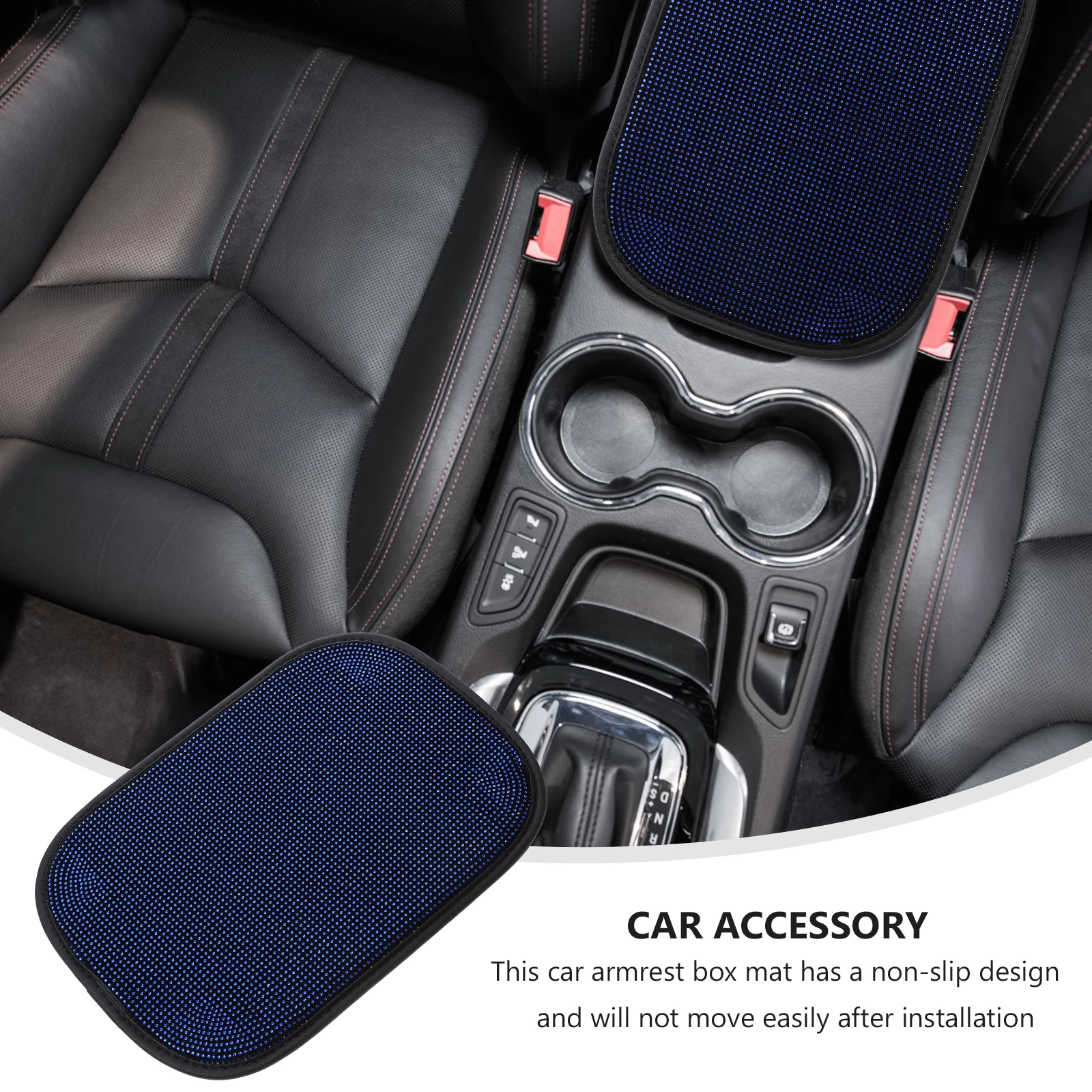 

Car Armrest Box Cover Rhinestone Encrusted Breathable Protects Damage Pet Claws Flannel Material Console Pad Cushion Accessories