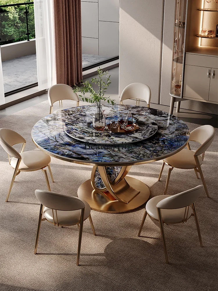 

yj9 Super Crystal Marble High-End Microcrystalline Italian Light Luxury Modern Simple Luxury Stone Dining Table