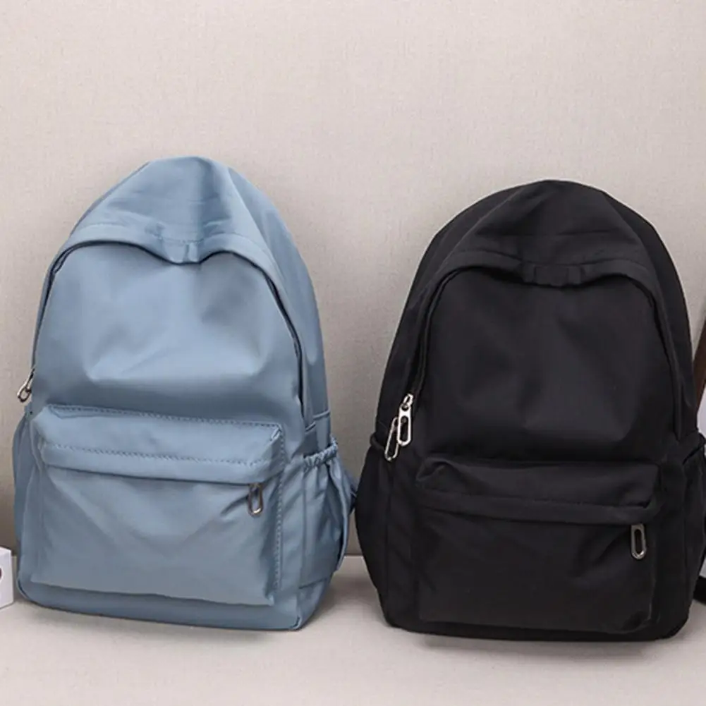 Mochila de Nylon impermeável para estudantes, mochila escolar ultra leve, cor sólida, capacidade, viajantes