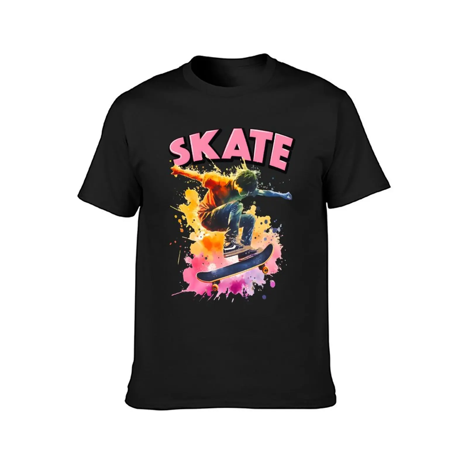 Vibrant Skater Splash T-Shirt anime clothes graphics shirts graphic tees plain black t shirts men