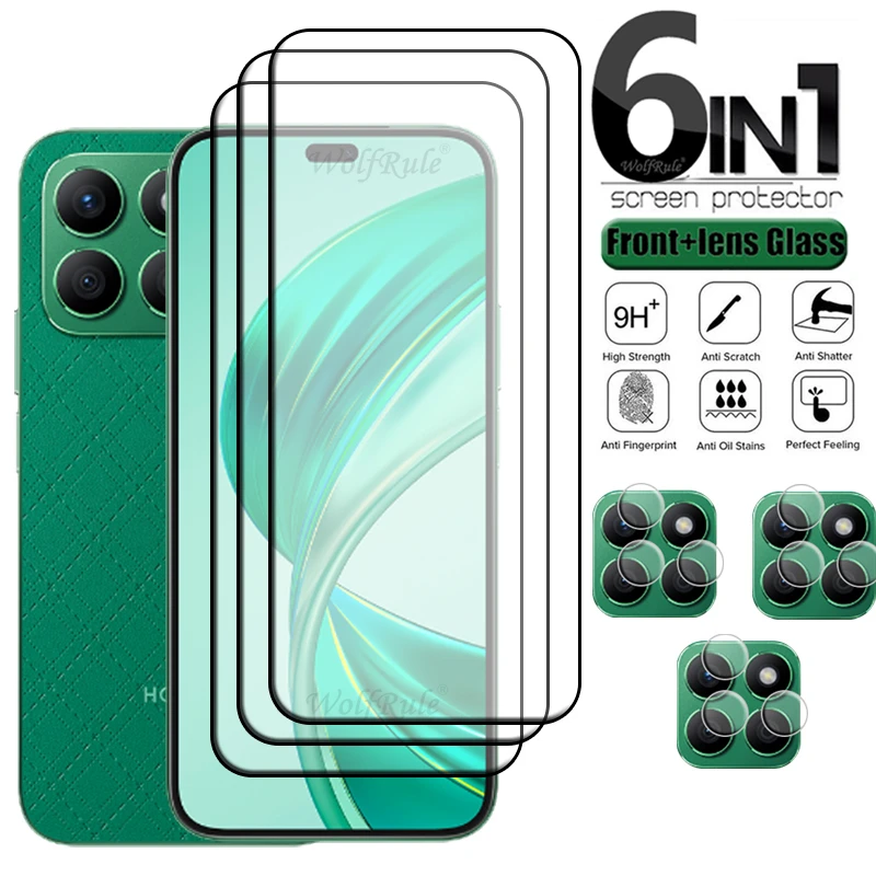 

6in1 For Honor X8B Glass Honor X8B Tempered Glass Full Cover Glue Phone Protector 9H Screen Protector Huawei Honor X8B Len Glass