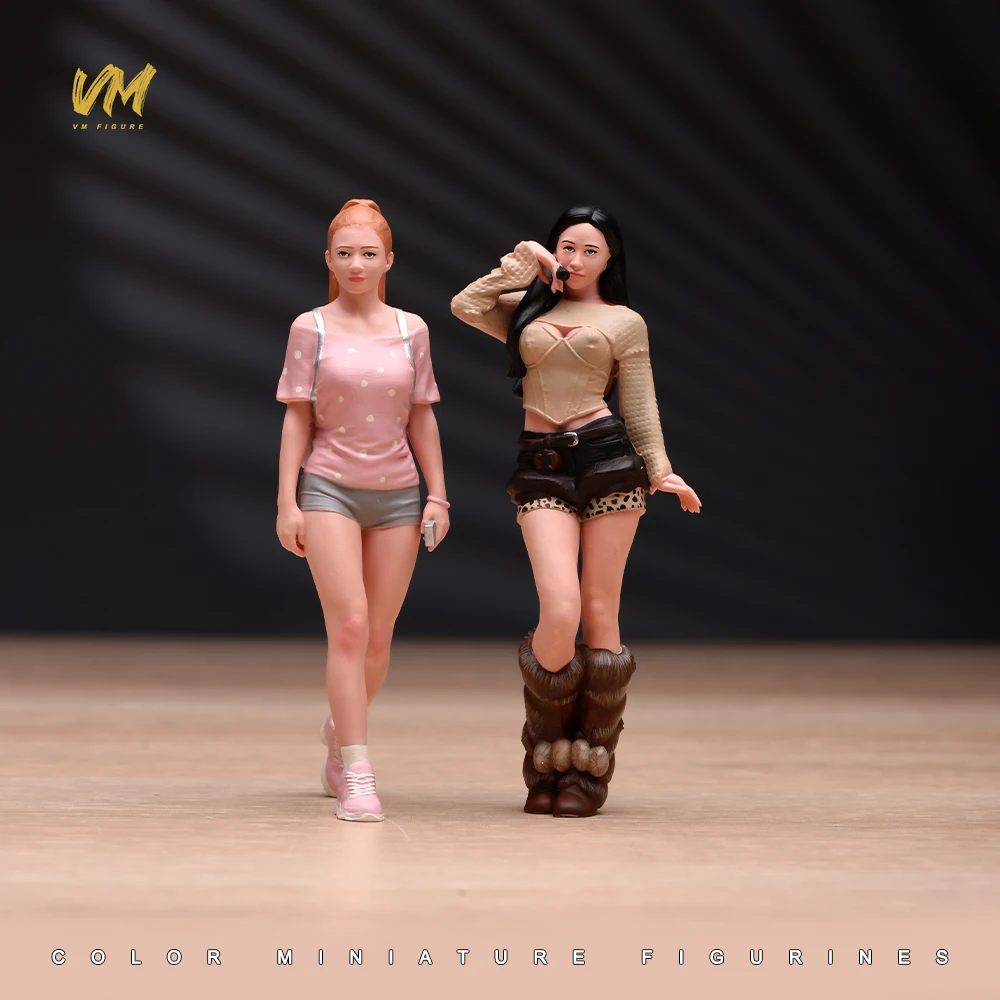 Facial Painted 1/64 1/43 1/24 1/18 Scale Fashion Backpack Lady Standing Female Scene Figure Model Dolls For Vehicles Cars Toys