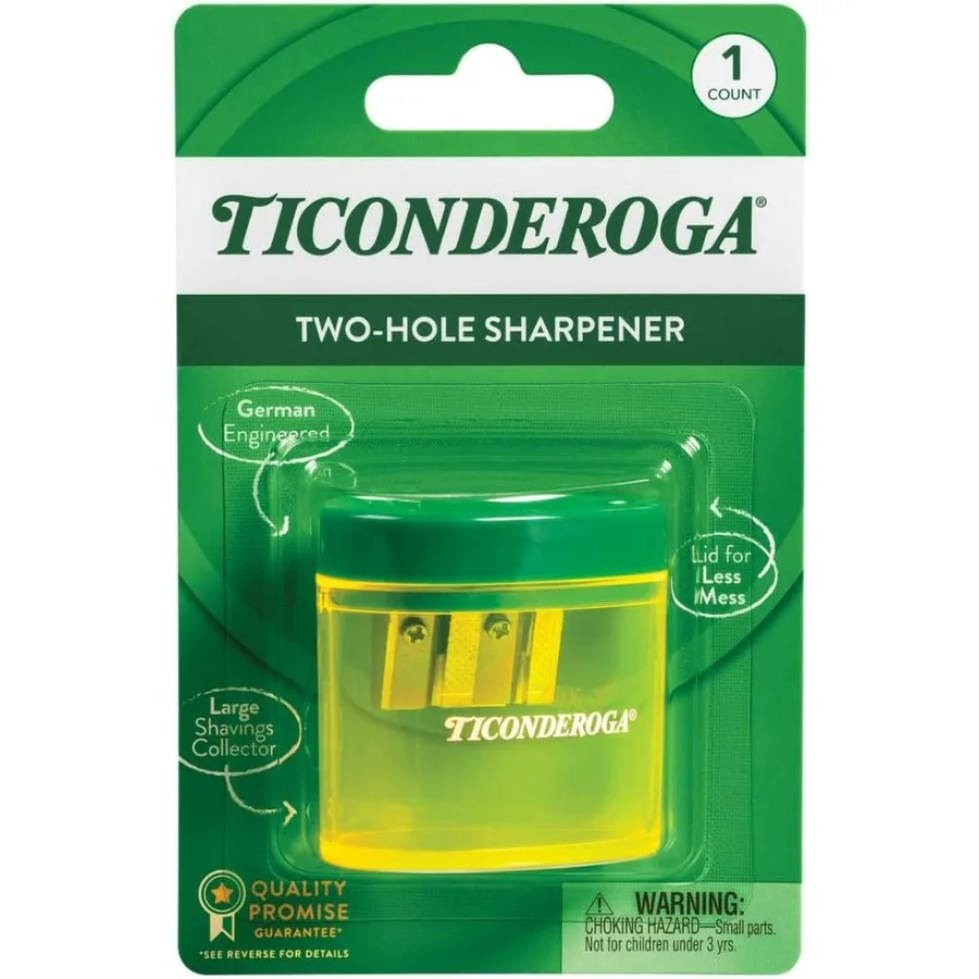 

Точилка для карандашей с двумя отверстиями желтого и зеленого цвета для эффективного письма. Уход за инструментами в школе и офисе. Прочный дизайн.