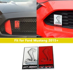 Car Front Grill Badge Decoration Sticker for Ford Mustang 2015-2024 GT350 Emblem Trim Car Style Exterior Accessories Cobra Logo