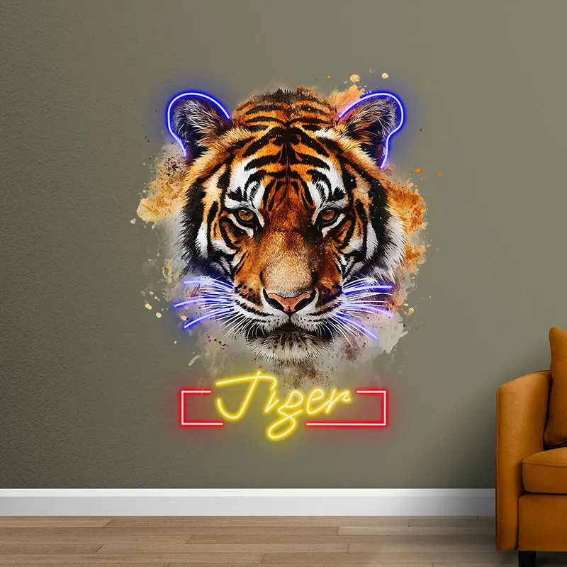 Fierce Tiger Acrylic Custom Neon Sign, Personalized LED Sign Light, Creative Gift Neon Light For Home Decor