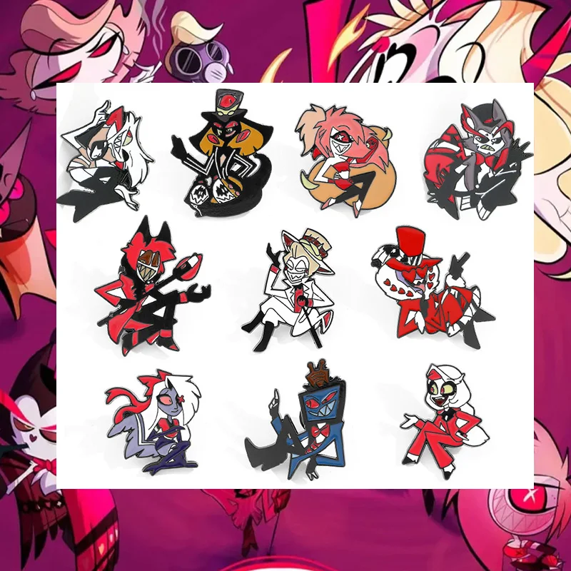 

Набор брошей из сплава Хазбина Чарли Вагги, винтажные металлические булавки с капельным маслом, издание 2025 года, значок аниме