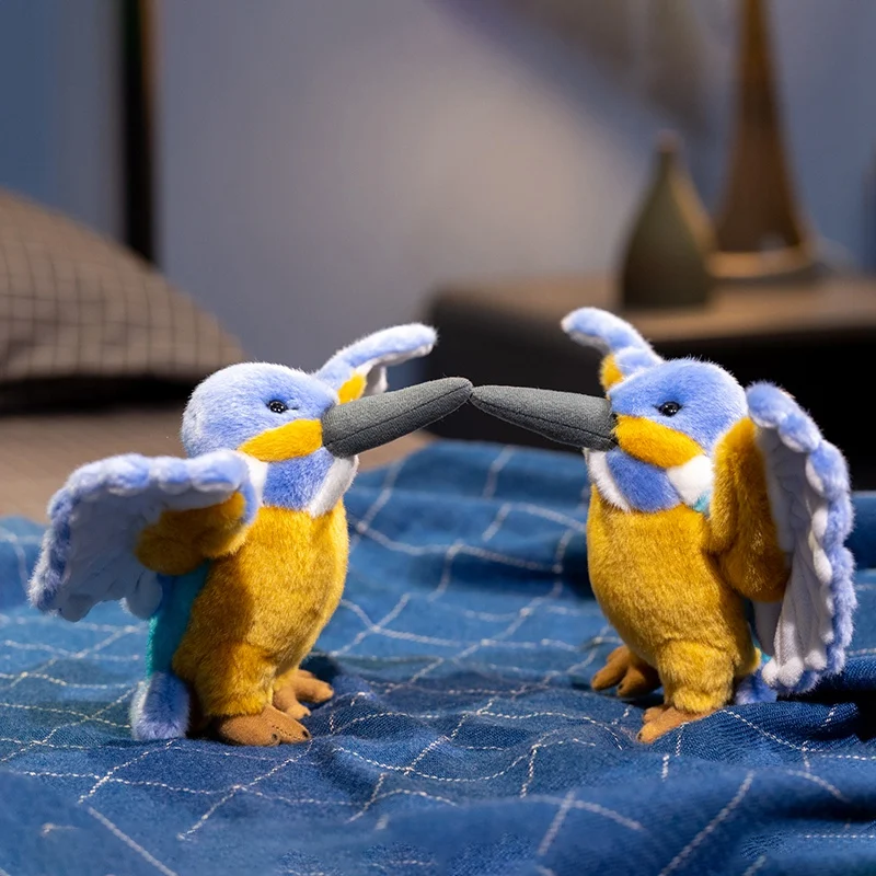 Realistic Kingfisher Plush Toy Cute Blue Yellow Bird Stuffed Doll With Spreadable Wings Home Desktop Decor Photography Gifts.