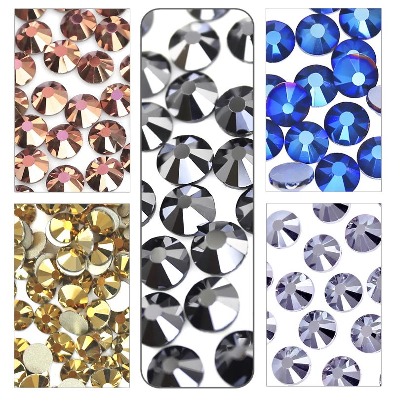 Jet Hematite Shiny Black Non Hot Fix Rhinestones for DIY 3D Nail Crystals Glitters Strass Glass Sticker for Manicure Art Decor