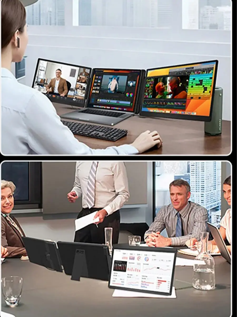 Rospider 14 15,6 inch Dubbele Laptopmonitor High-Definition Dubbele Uitbreidbare PC LCD Scherm Extender voor Verbeterde Visuele Ervaring - afbeelding 2