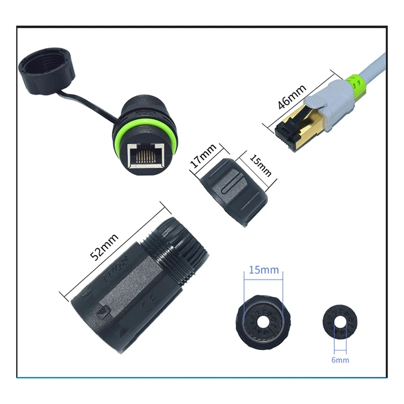 YXY-RJ45 Docking Connector, Ethernet Network Panel Mount, impermeável cabeçalho IP68, banda larga ao ar livre, extensor de cabo, durável, RJ45