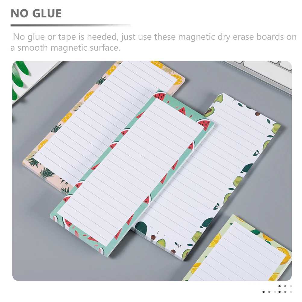 4pcs Magnetic Message Board Fridge Note Pads Avocado Pineapple ange Watermelon Grocery List Pad Home Office