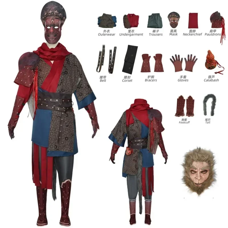 

Game Black Myth Wukong Cosplay Costume Wu Kong Qitian Dasheng Monkey Cosplay Destined One Uniform Halloween Roleplay Costumes