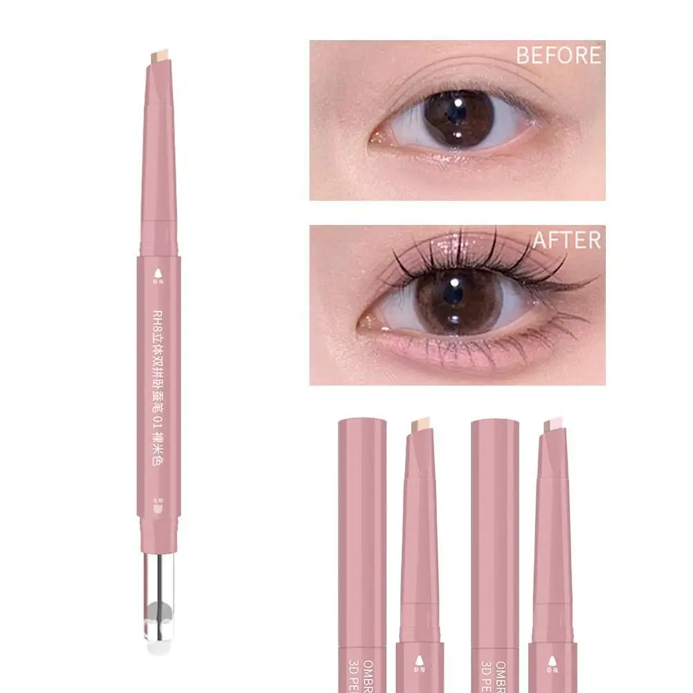 Double Headed Silkworm Pen Glitter Eyeshadow Stick Eyeliner Pen Matte High-gloss Pink Golden Eye Liner Pen 2 In 1 Makeup Tool