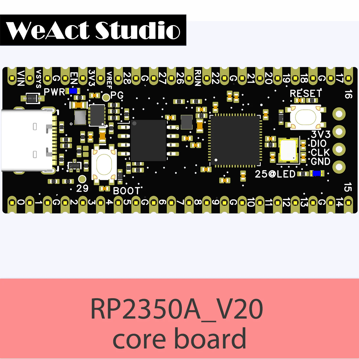 WeAct RP2350A_V20 Completely replace the original PICO2 Raspberry Pi  RP2350 RISC-V Hazard3 520KByte SRAM 4or16MByte QSPI Flas